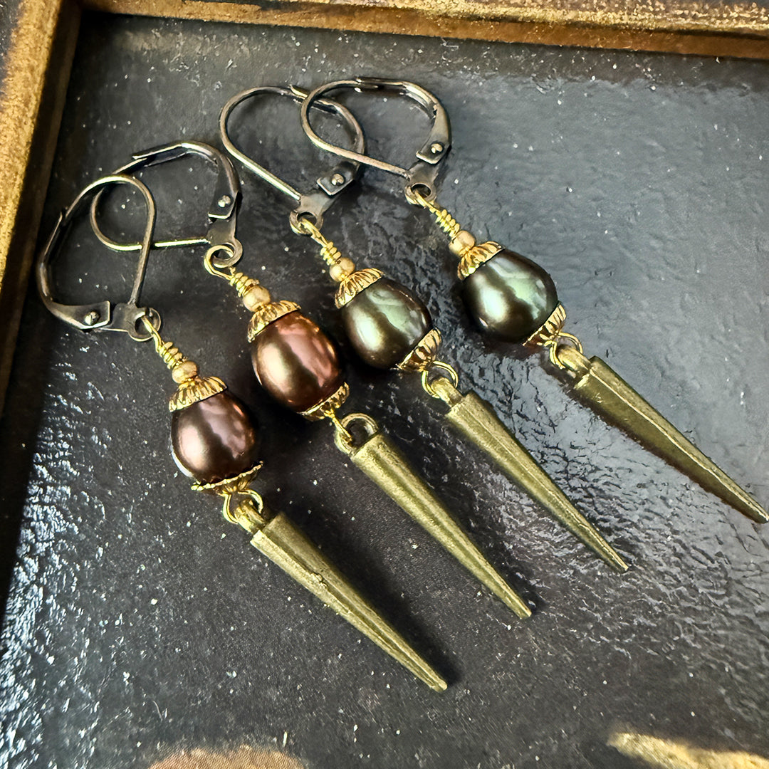 Baroque Pearl Spike Earrings