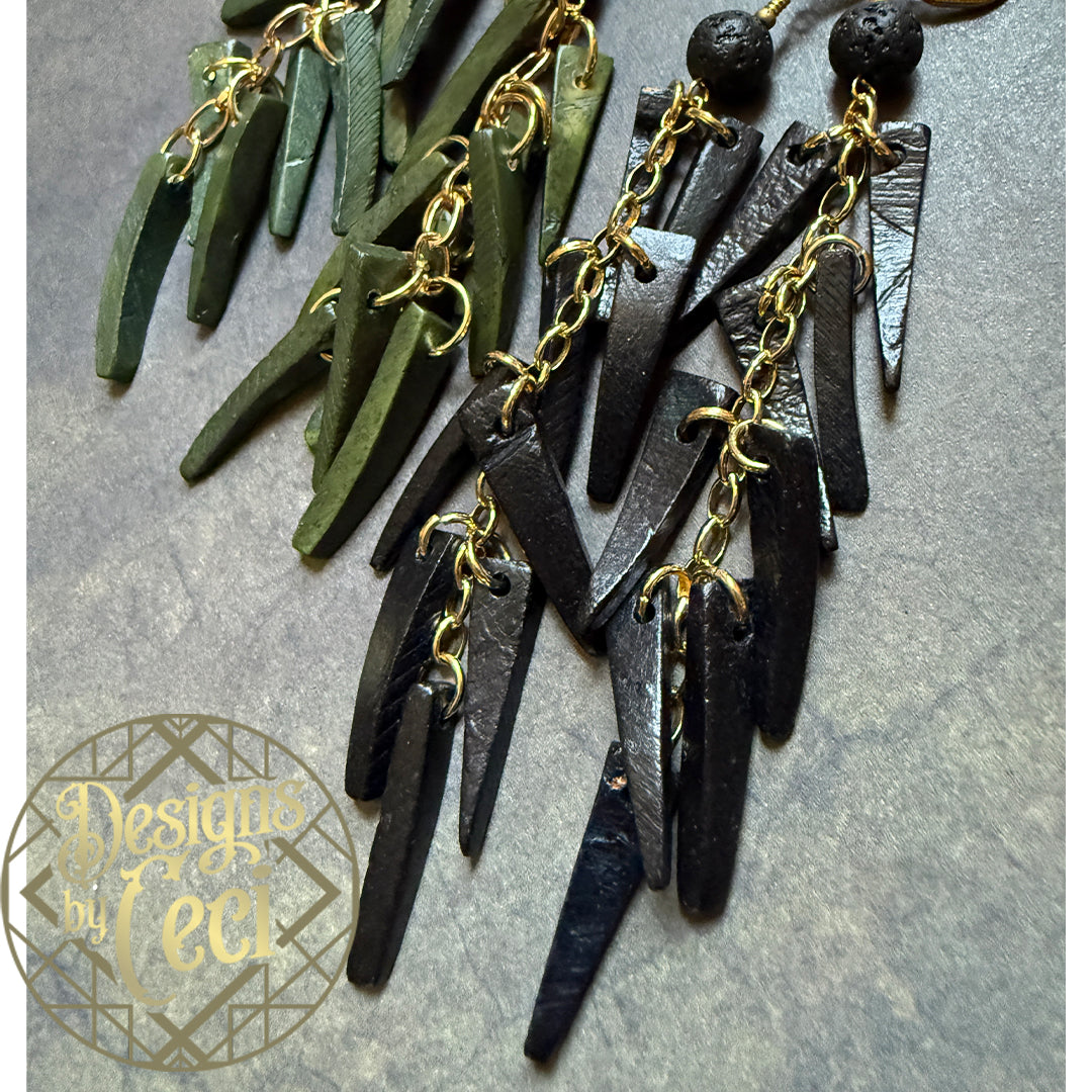 Lava Palm Fringe Earrings