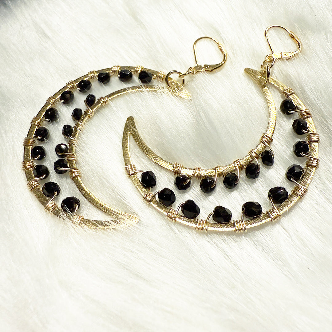 Black Crescent Moon Earrings
