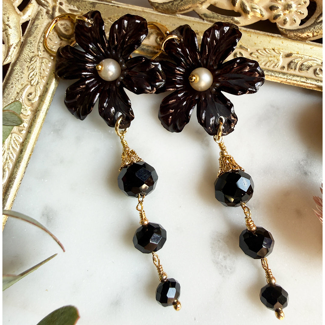Midnight Bloom Drop Earrings