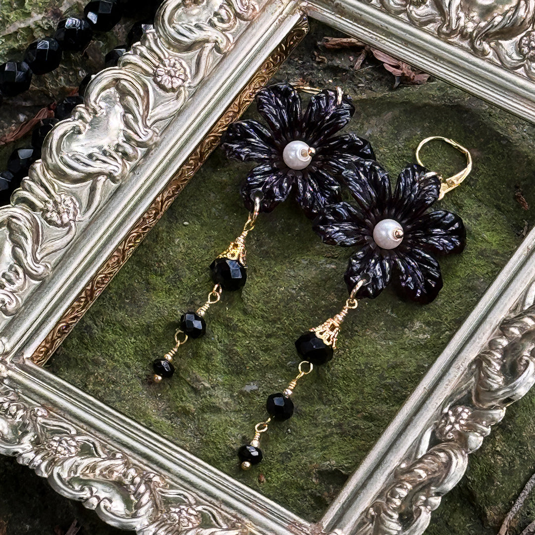 Midnight Bloom Drop Earrings
