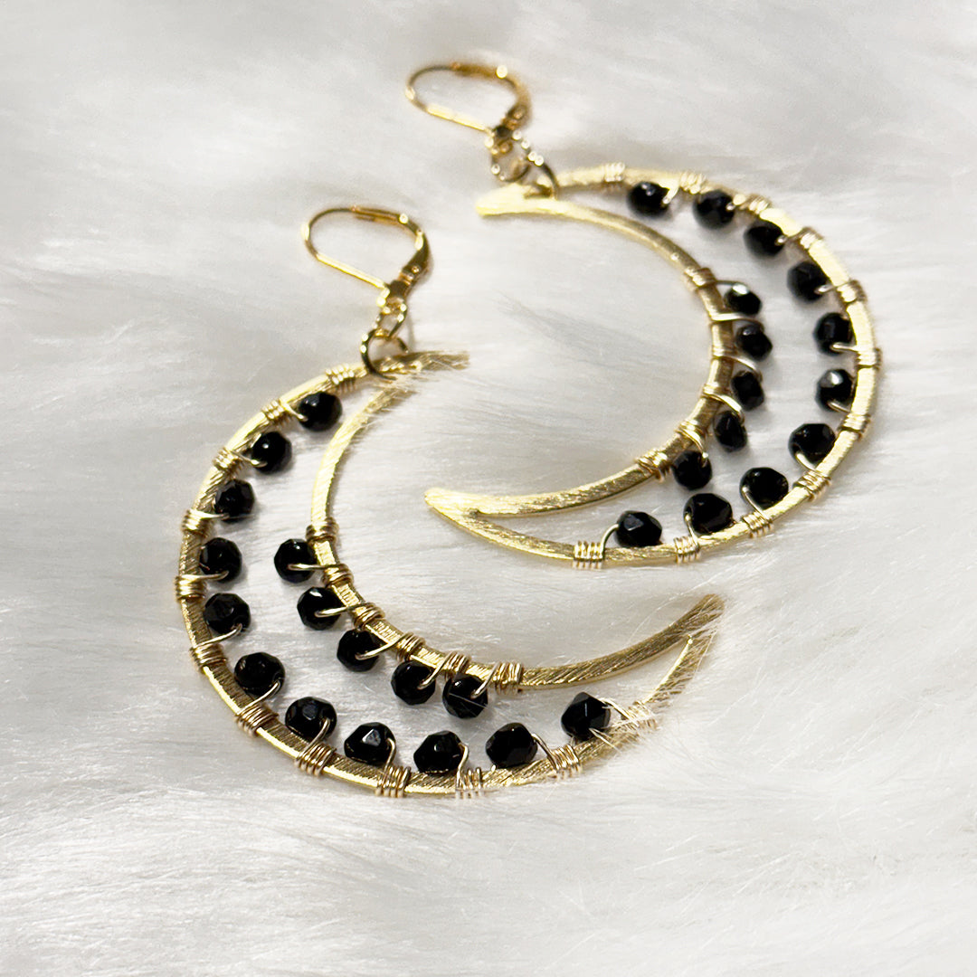 Black Crescent Moon Earrings