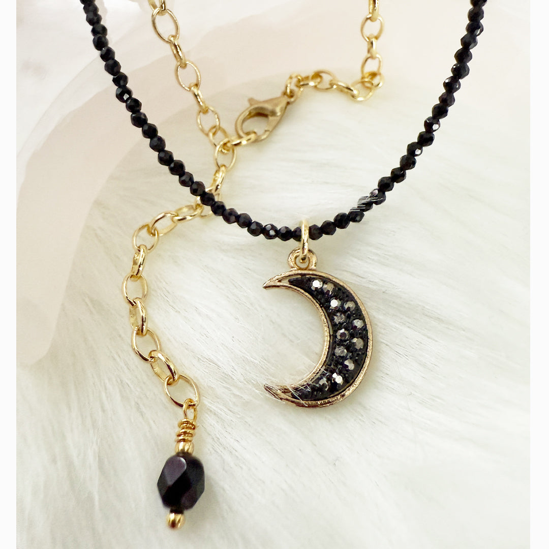Crescent Moon Choker Black