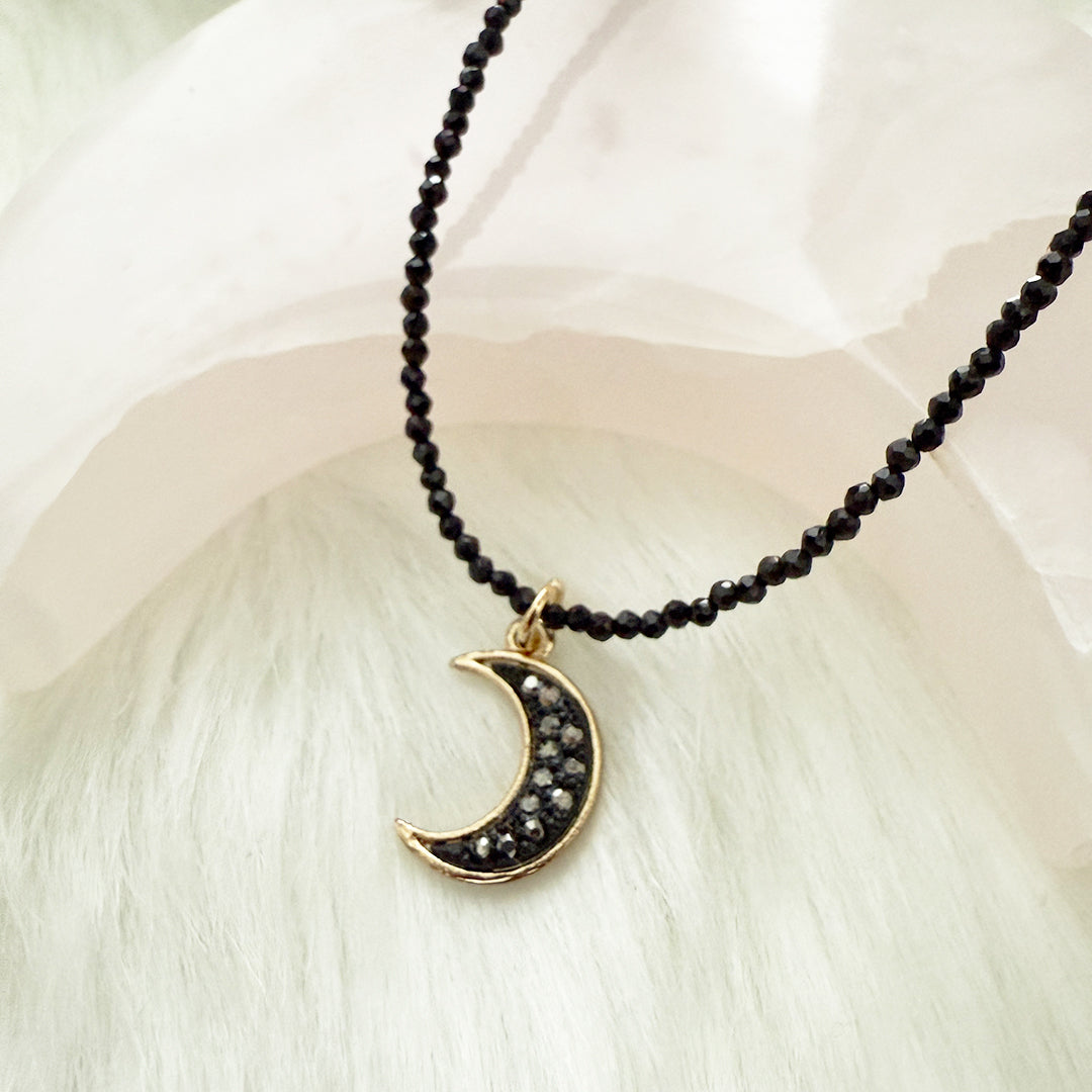 Crescent Moon Choker Black