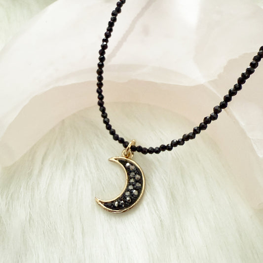 Crescent Moon Choker Black