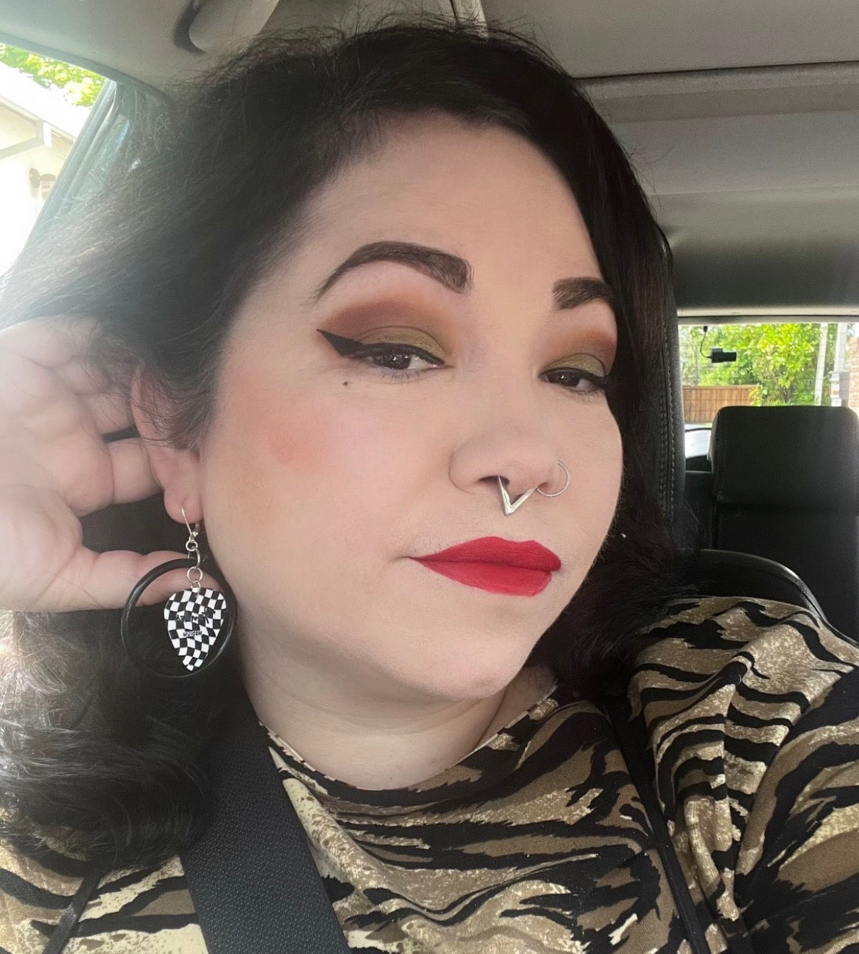 Checkered Guitar Picks Hoop earrings