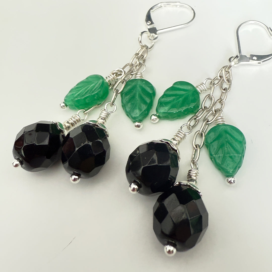 Black Crystal Cherry Drop Earrings