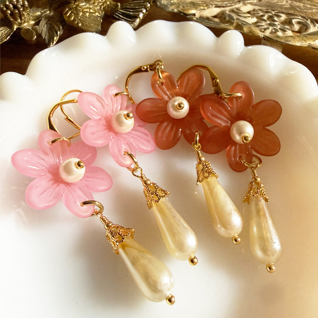 Cherry Blossom Drop Earrings RED