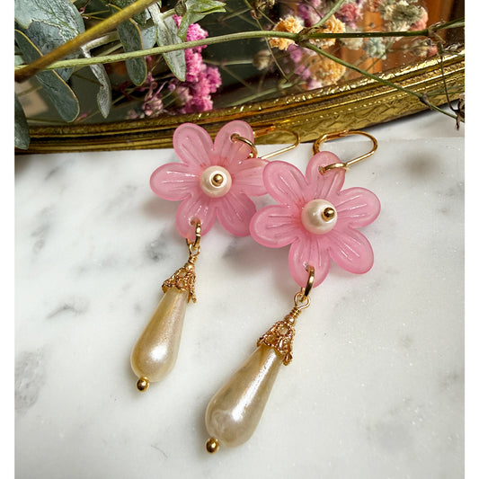 Cherry Blossom Drop Earrings PINK