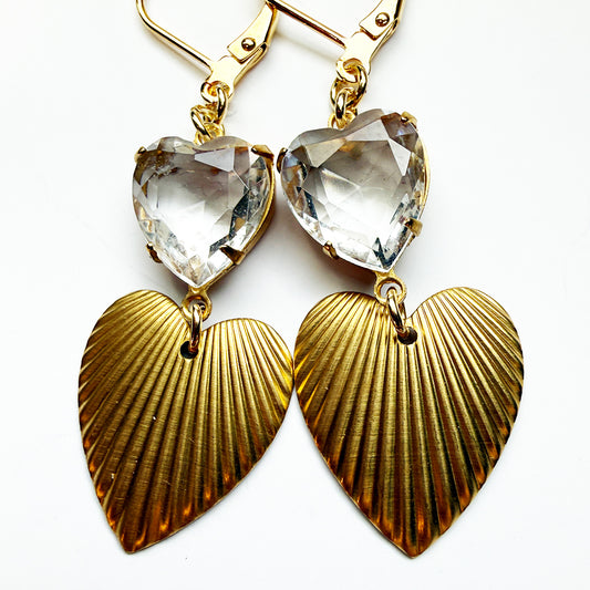 Crystal Gilded Hearts Earrings