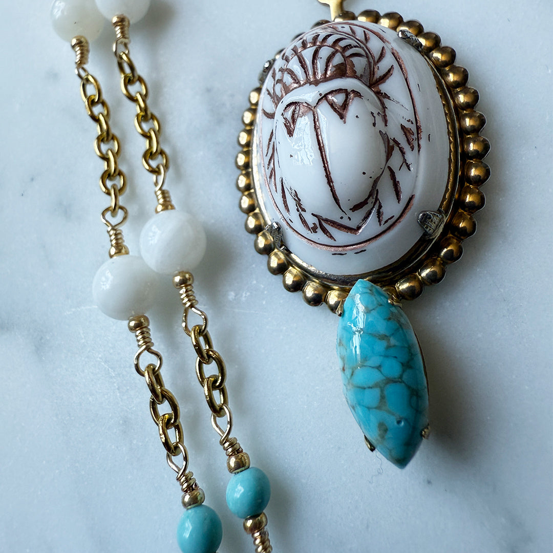 Turquoise Scarab Amulet Necklace