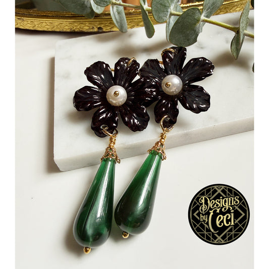 Daisy Dew Statement Earrings GREEN