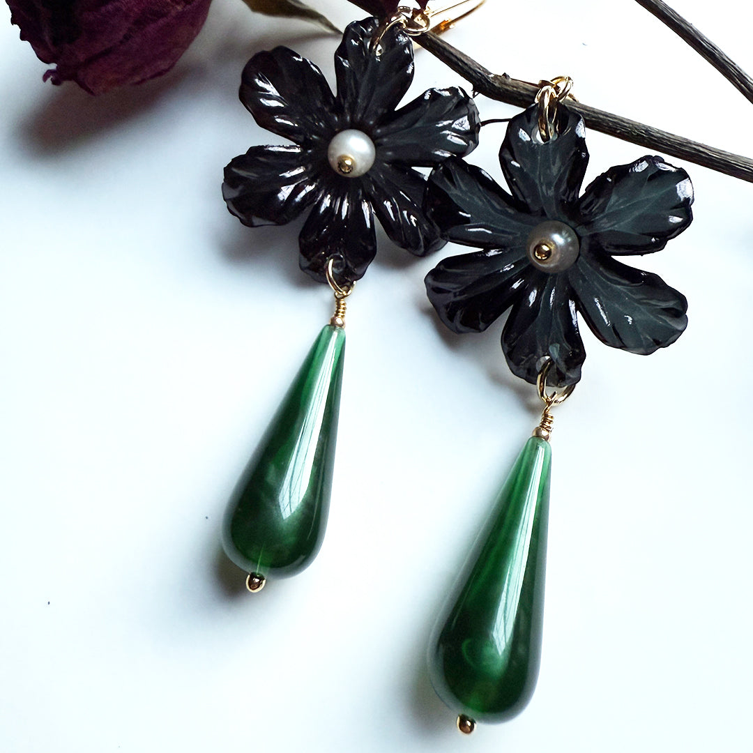Dark Daisy Dew II Statement Earrings