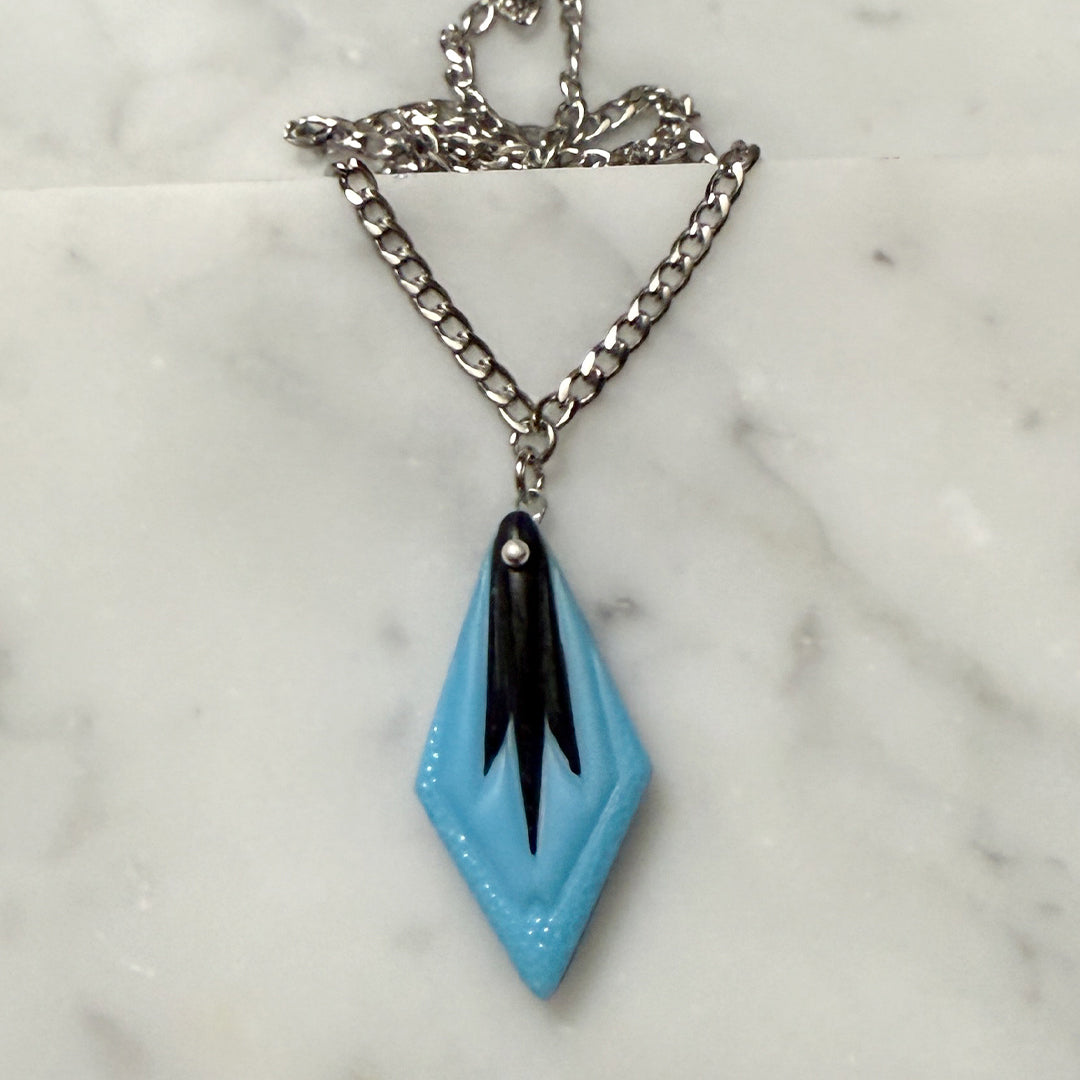 Art Deco Glass Pendant Necklace