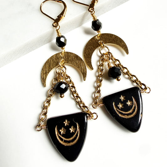 Crescent Celestial Drop Earrings
