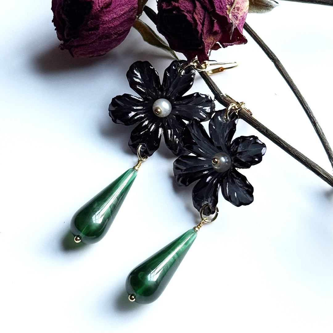 Dark Daisy Dew II Statement Earrings