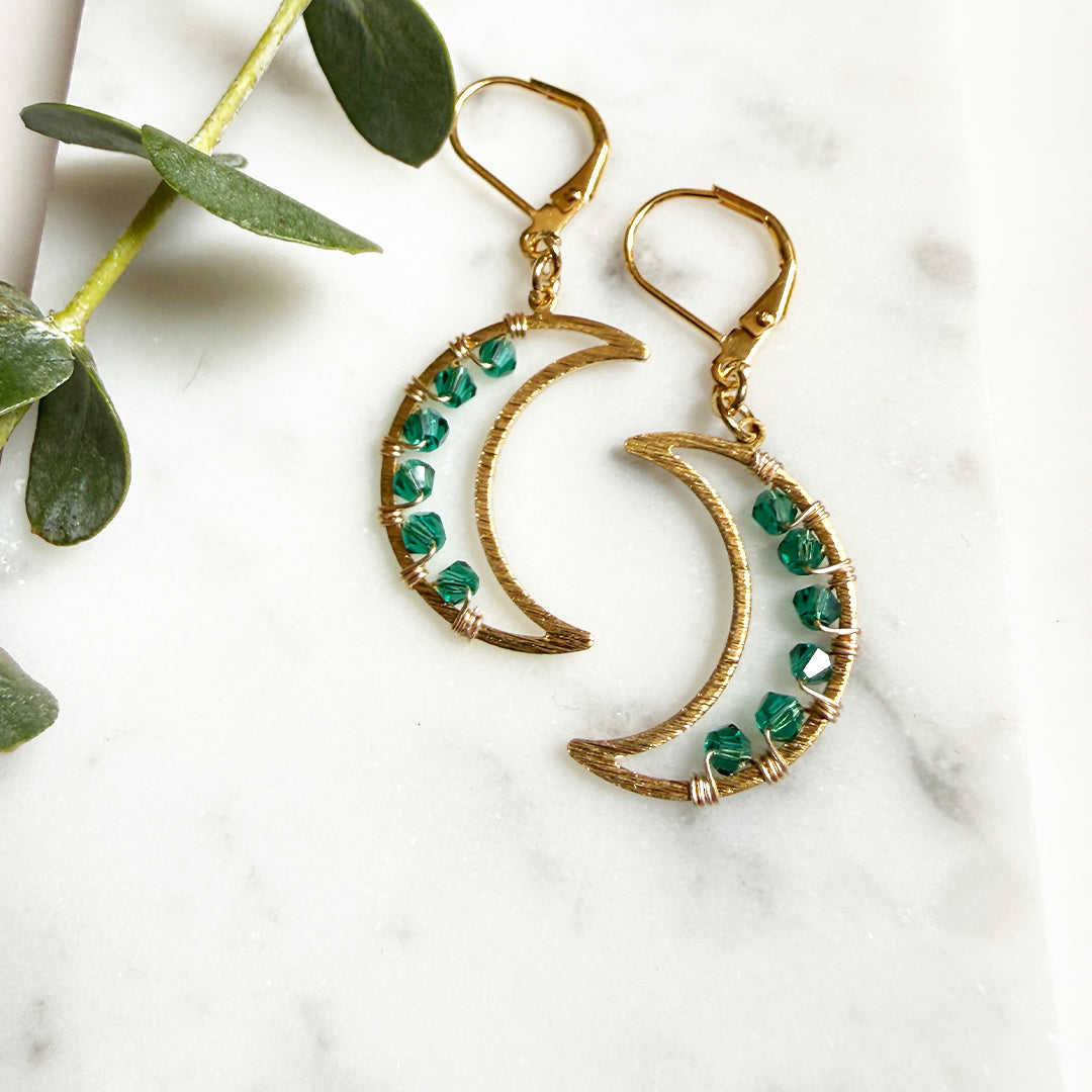 Forest Green Crescent moons SMALL