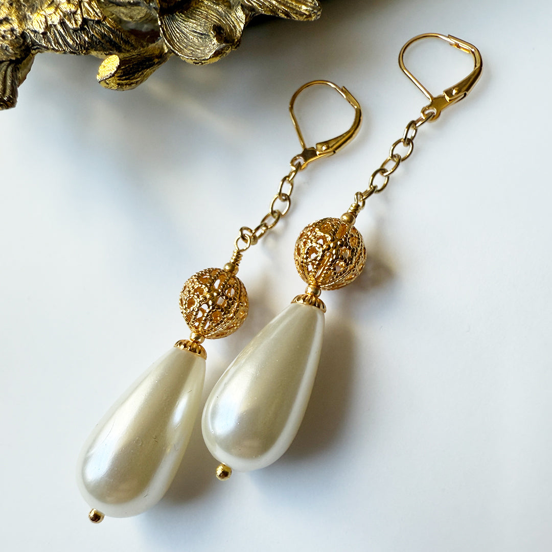 Glam Pearl Teardrop Earrings