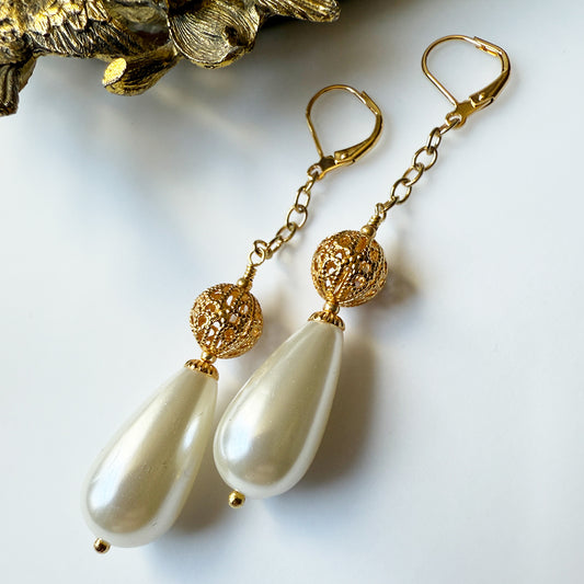 Glam Pearl Teardrop Earrings