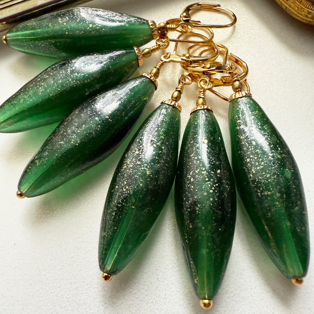 Glitter Green Earrings