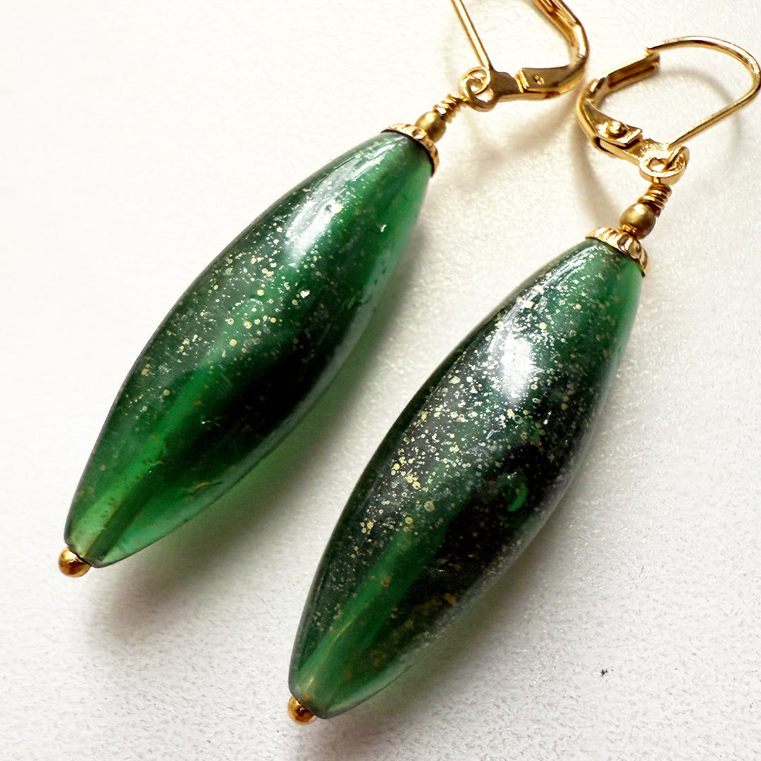 Glitter Green Earrings