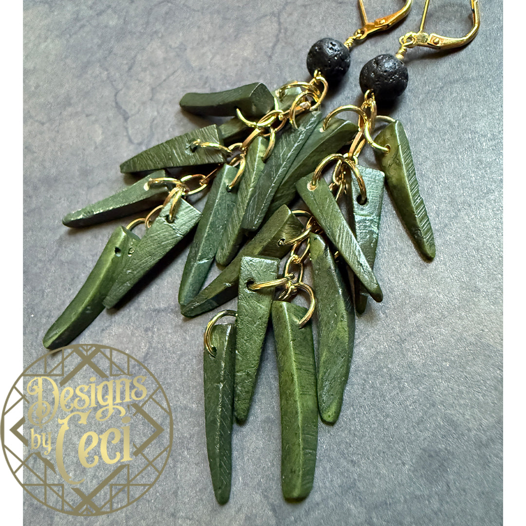 Lava Palm Fringe Earrings