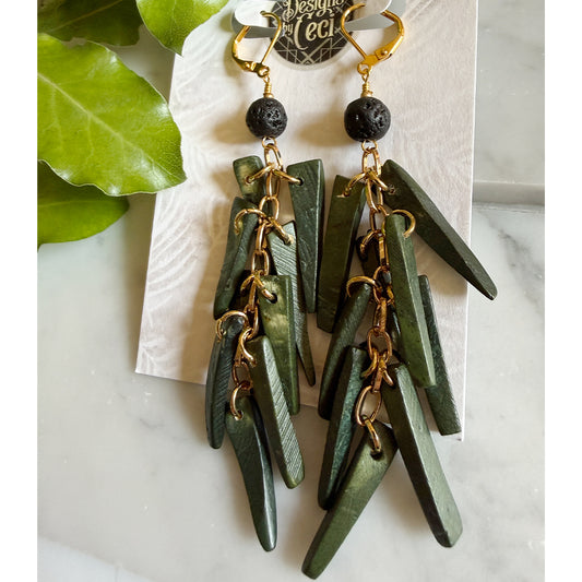 Lava Palm Fringe Earrings