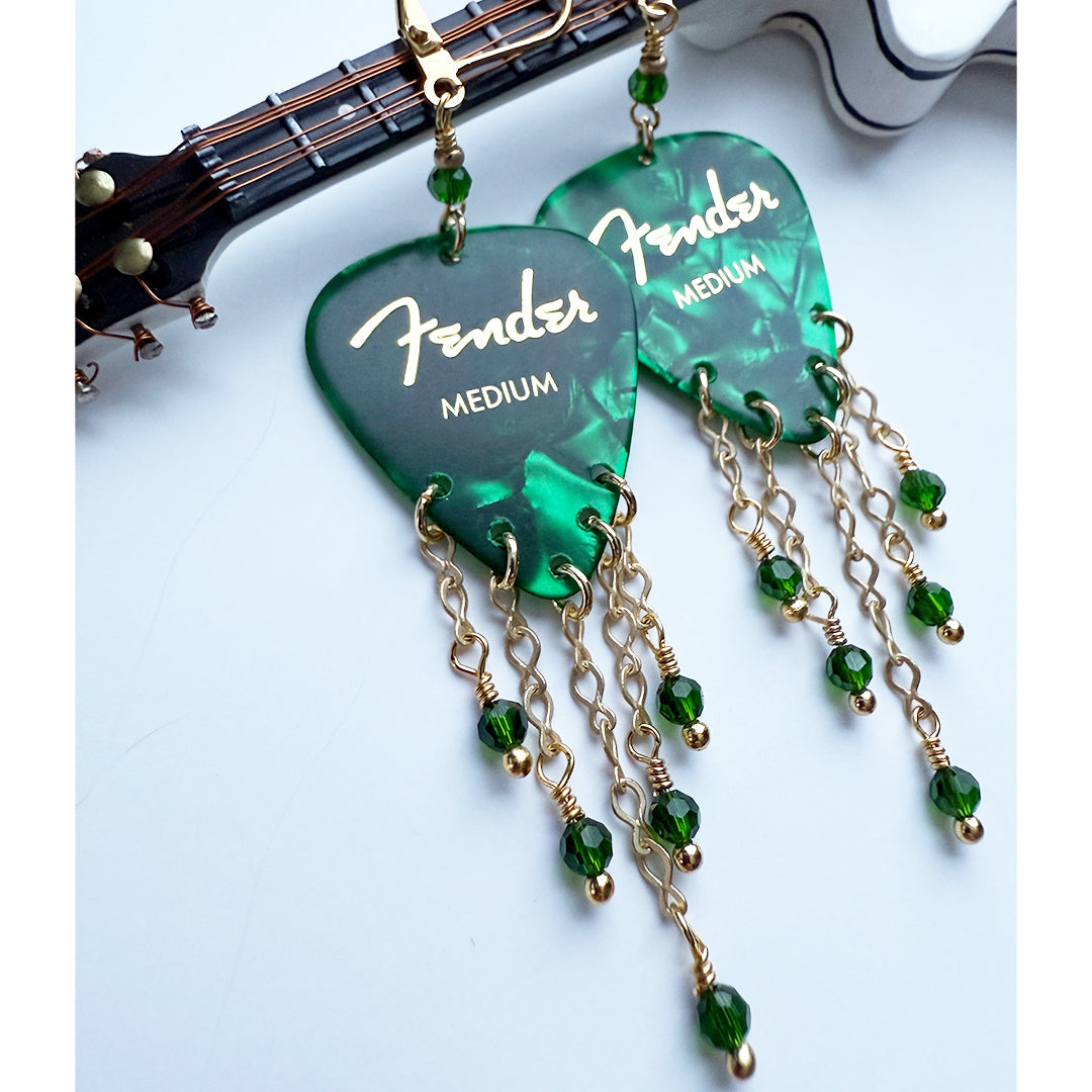 Emerald Lady Guitar Pick earrings