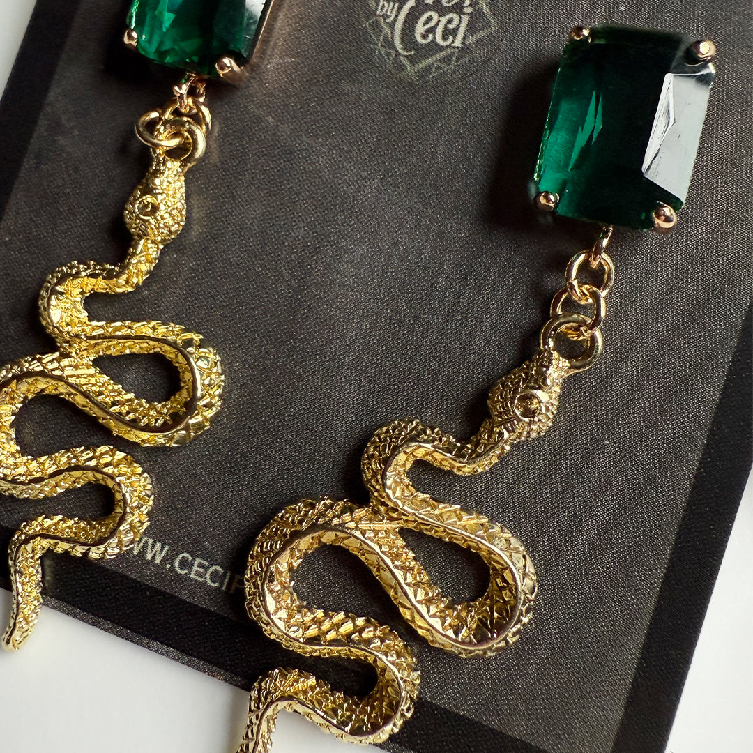 Snake Gem Drop Earrings