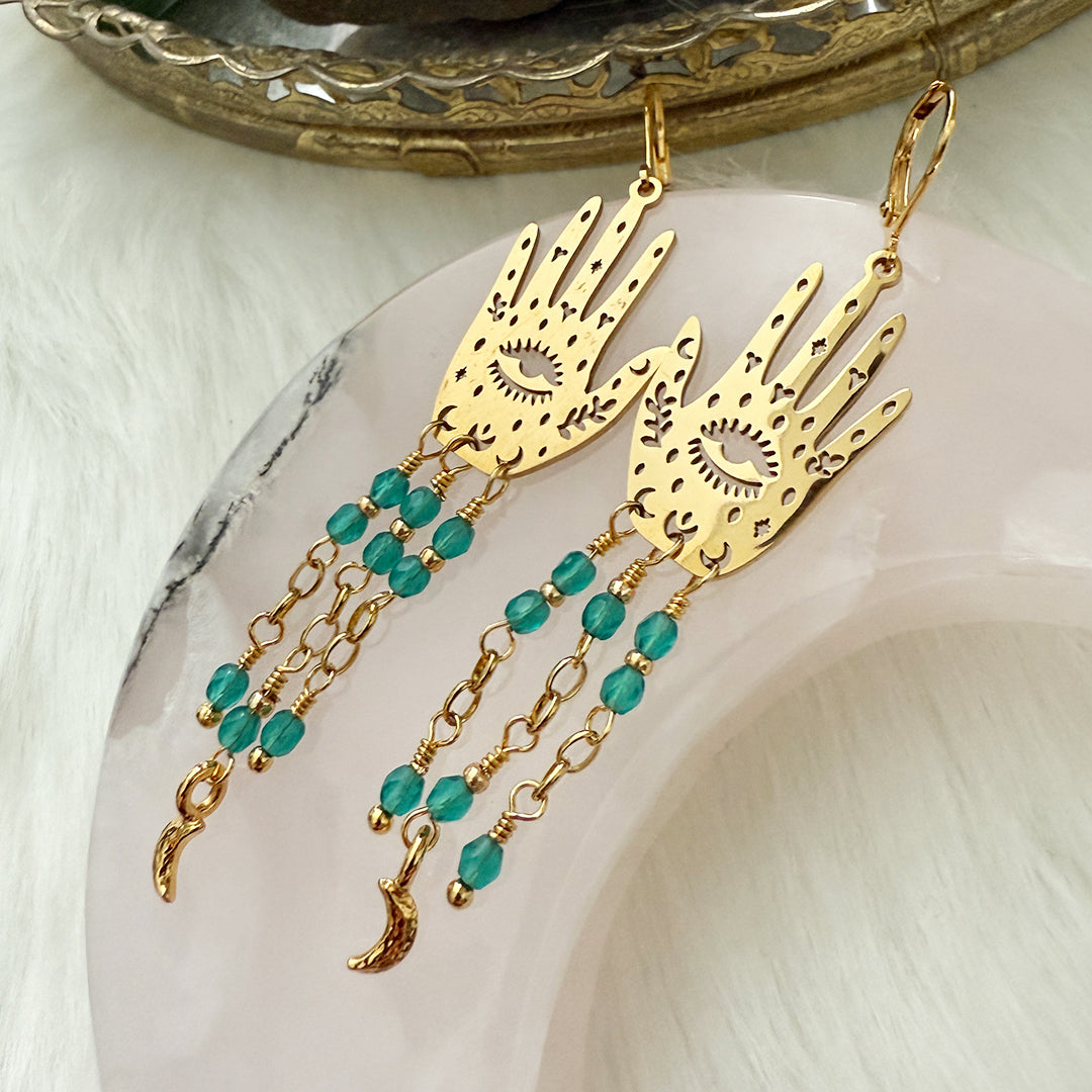 Fortune Earrings Golden Aqua