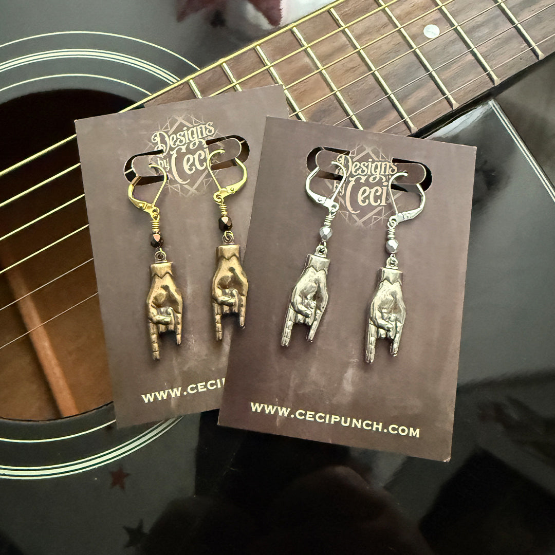 Rock On Hands Dangle Earrings