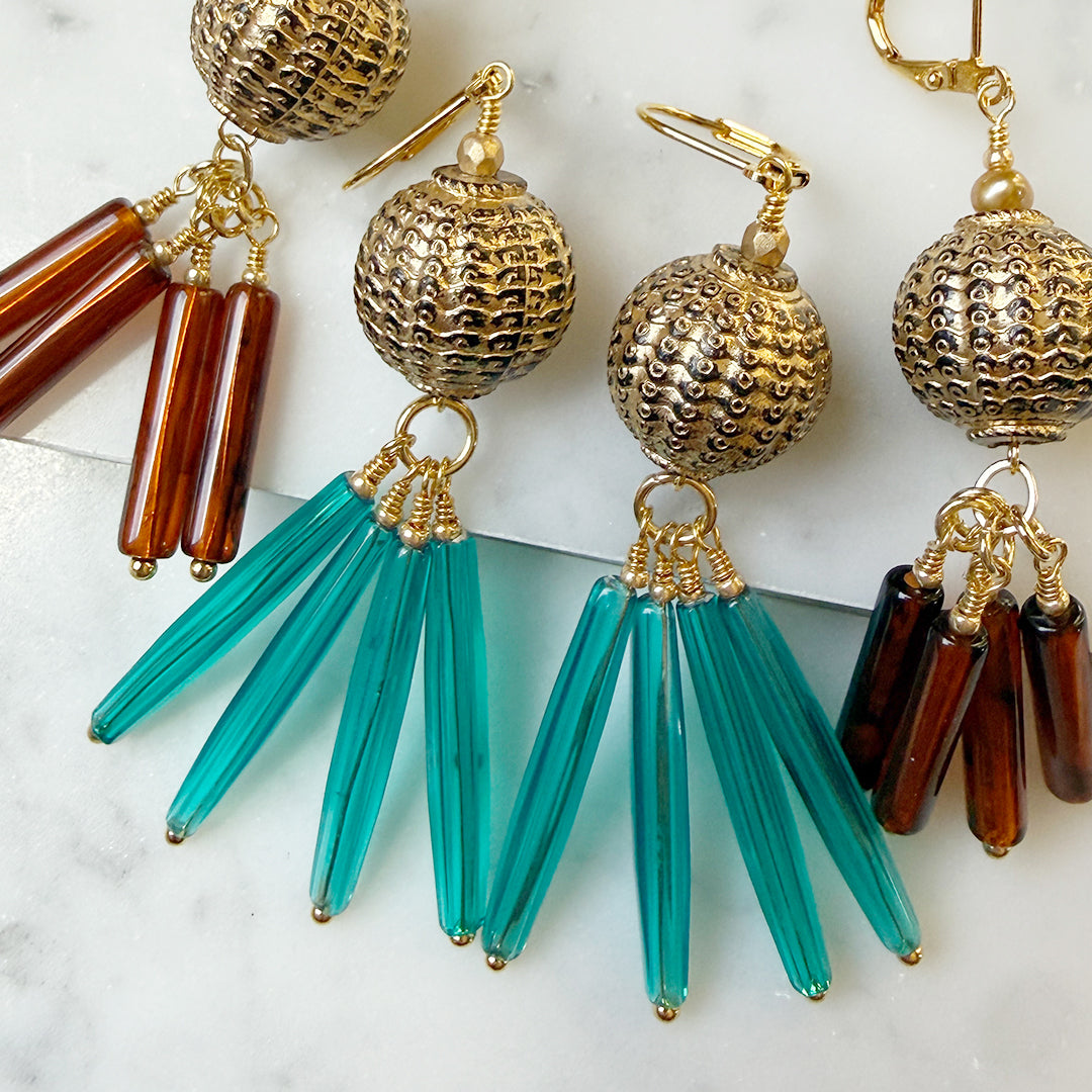 Havana Lantern Earrings TEAL