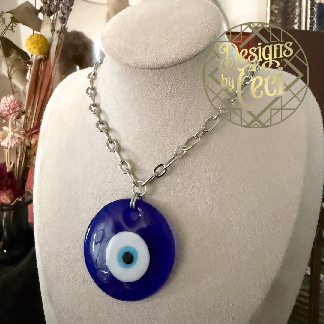 Glass Evil Eye Pendant Necklaces