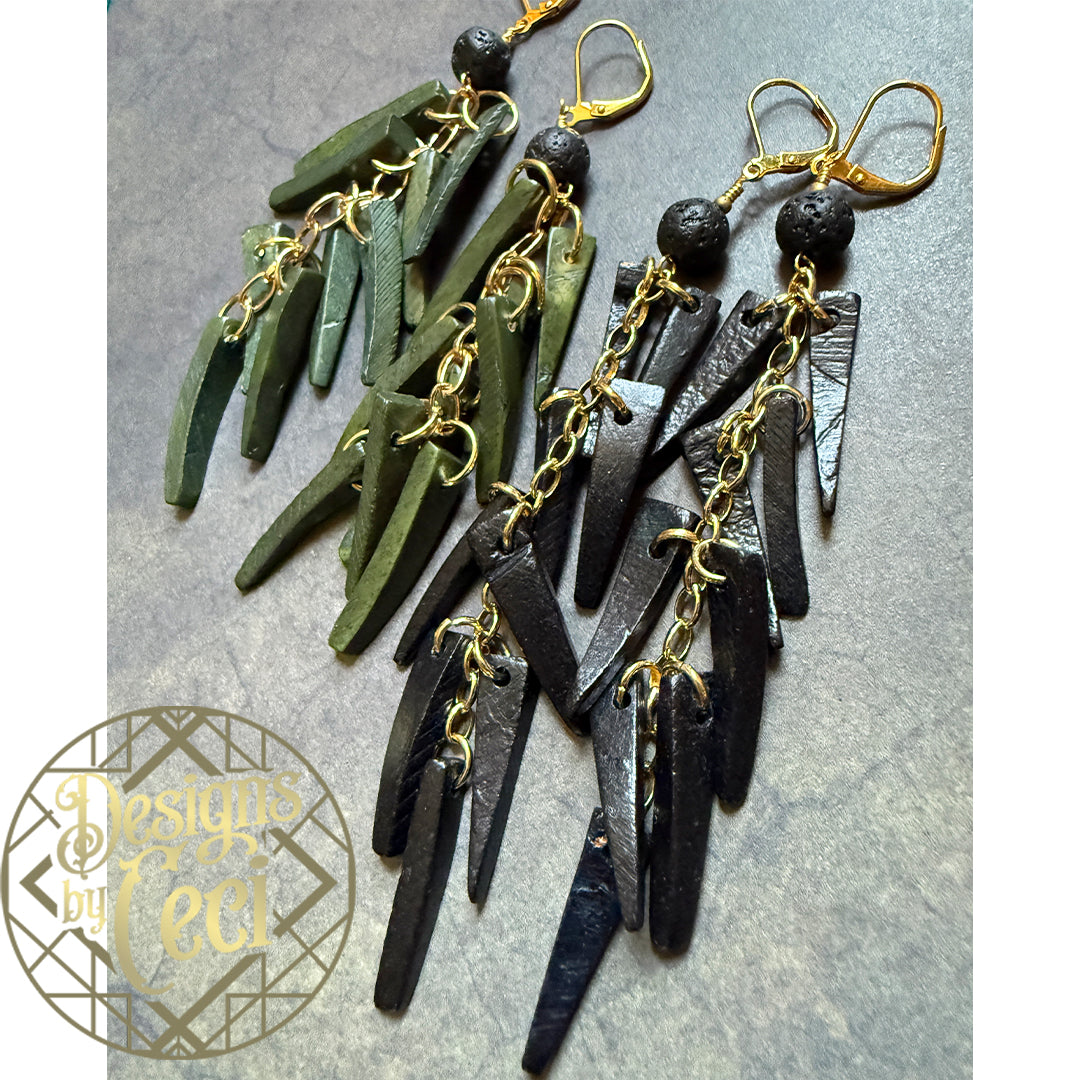 Lava Palm Fringe Earrings