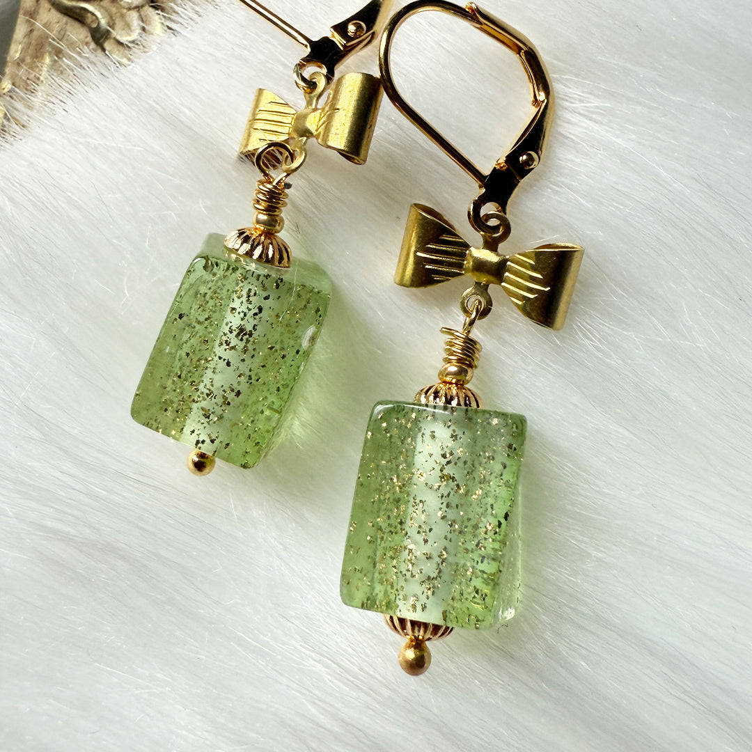 Holiday Glitter Bow Box Earrings