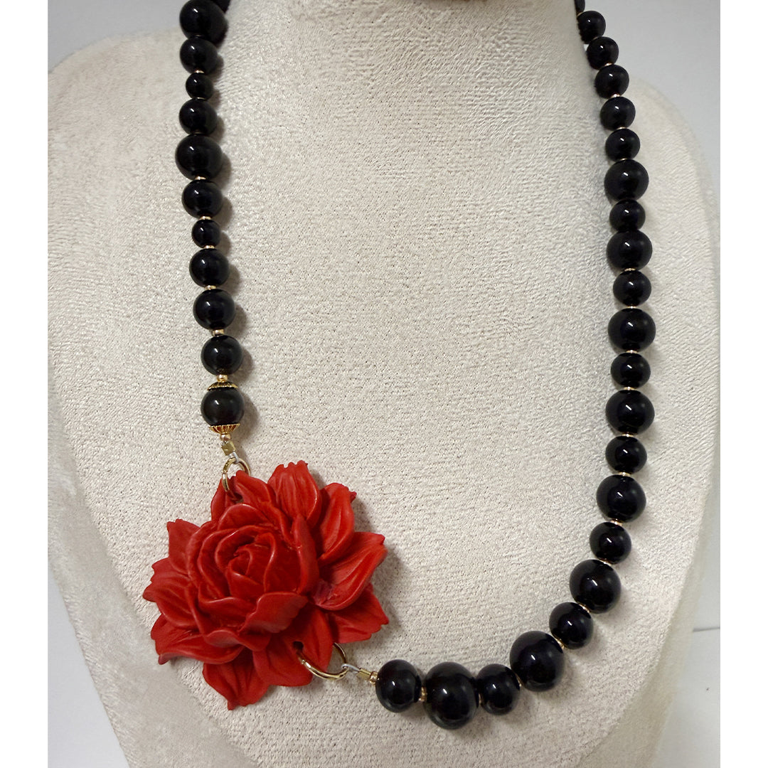 Red Lotus Rose Necklace