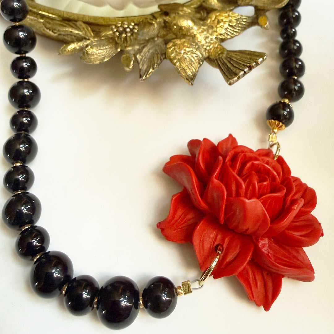 Red Lotus Rose Necklace