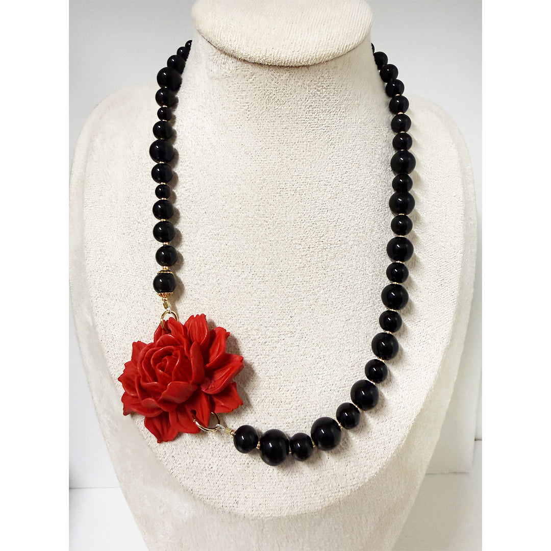 Red Lotus Rose Necklace