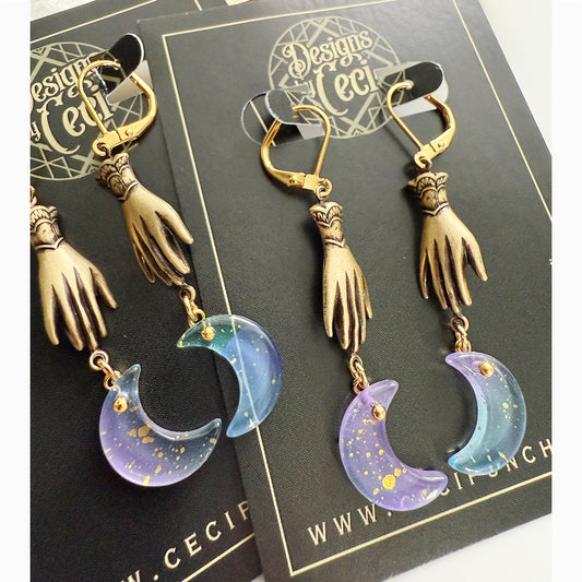 Lunas Embrace Earrings Pastel Blue Purple + Gold