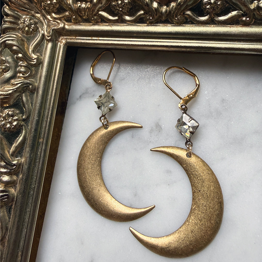 Matte Gold Crescent Moon Earrings