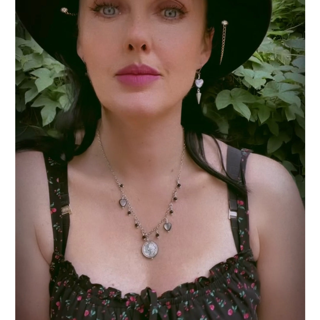 Shell Rose Medallion Charm Necklace