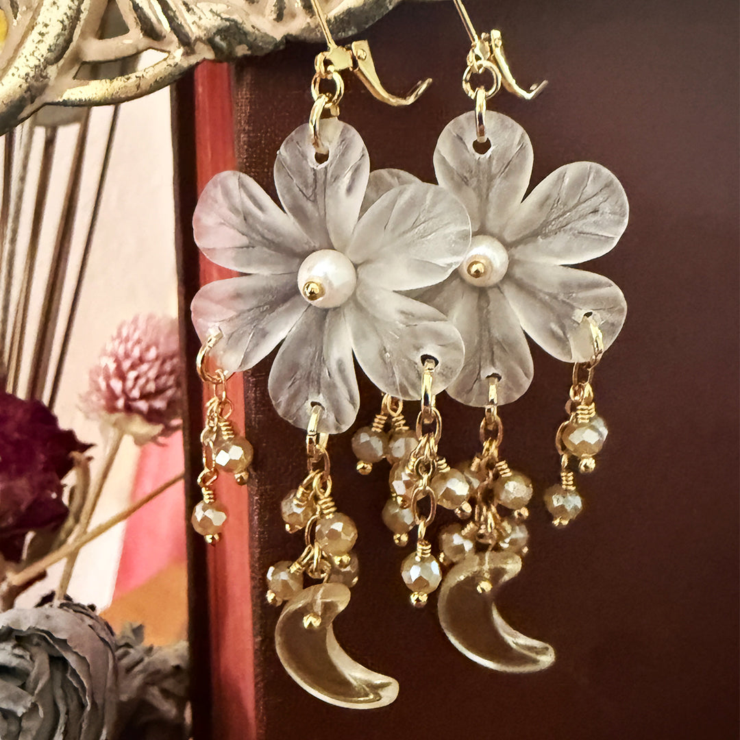 Moon Blossoms Statement Earrings