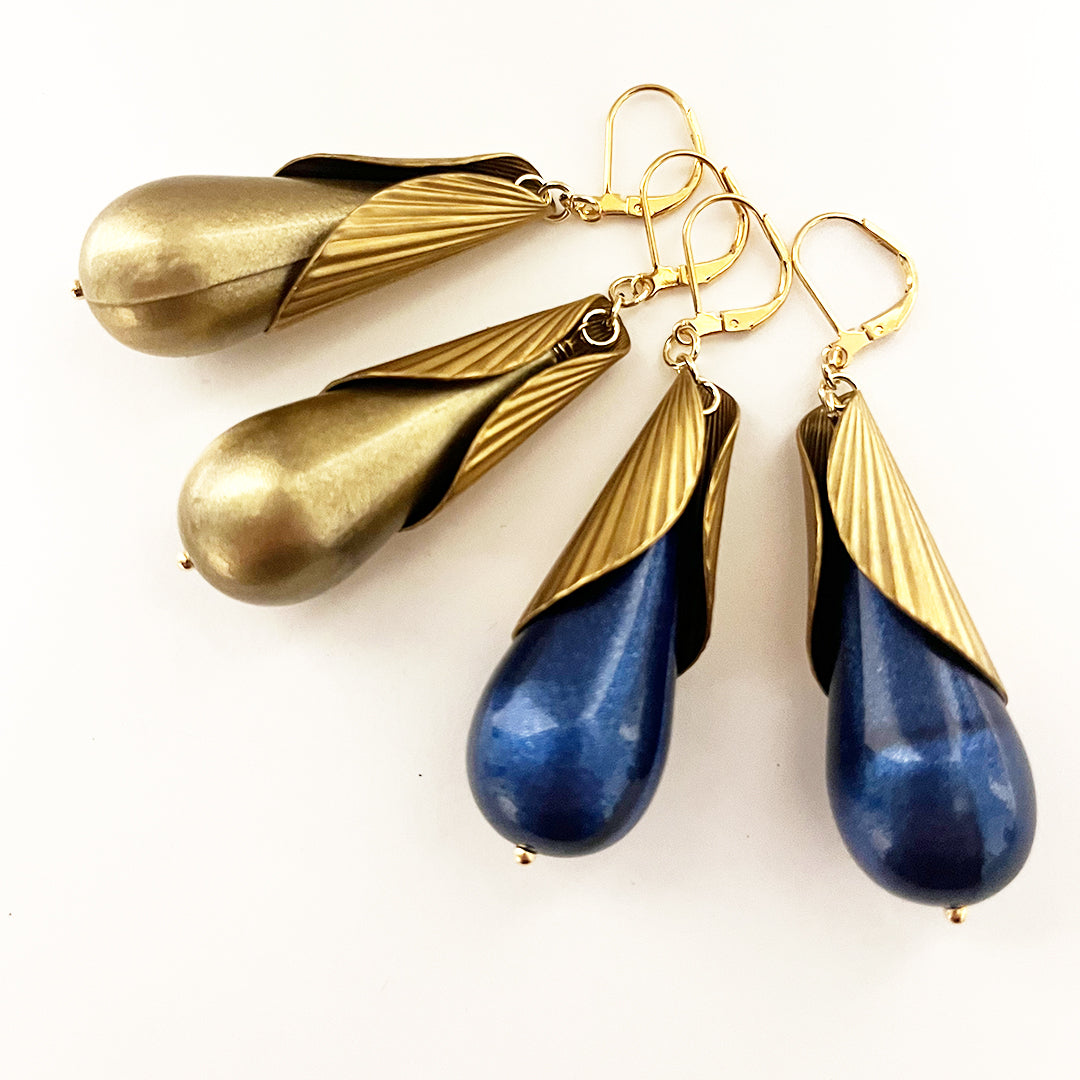 Nadia Vintage Teardrop Earrings BLUE