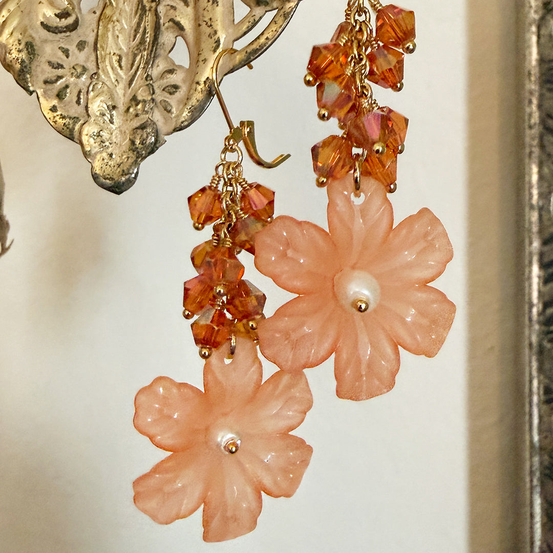 Orange Blossoms Crystal Earrings