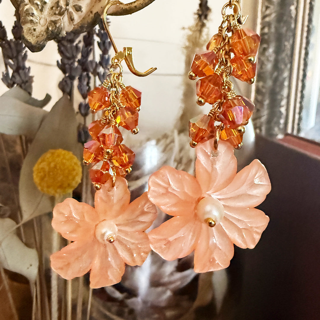 Orange Blossoms Crystal Earrings