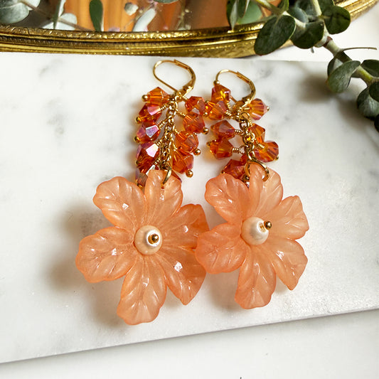 Orange Blossoms Crystal Earrings