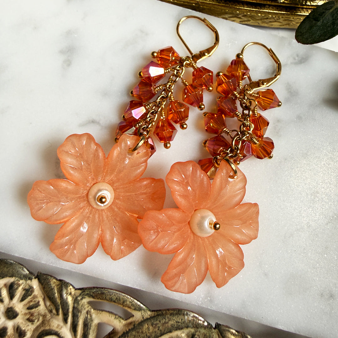 Orange Blossoms Crystal Earrings