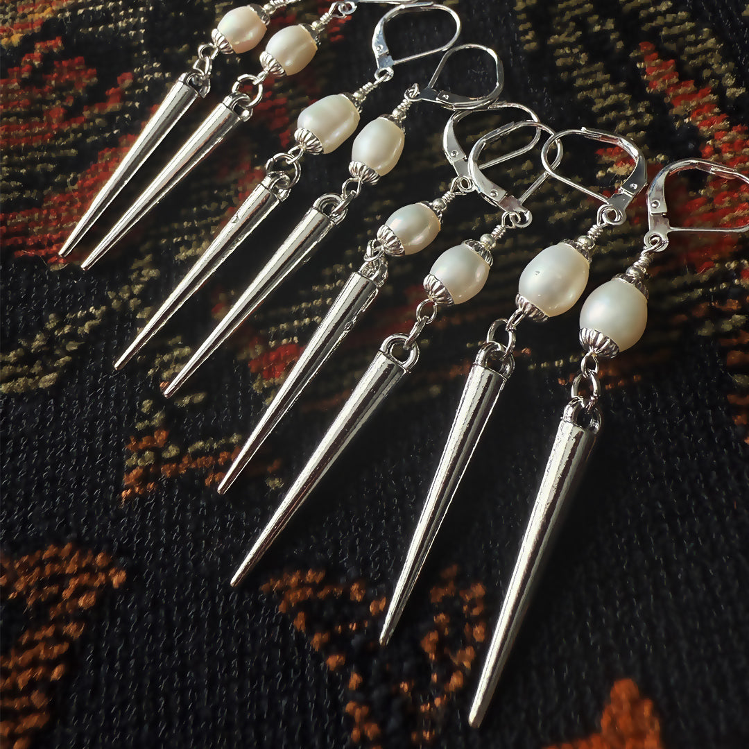 Minerva Pearl Spike Earrings