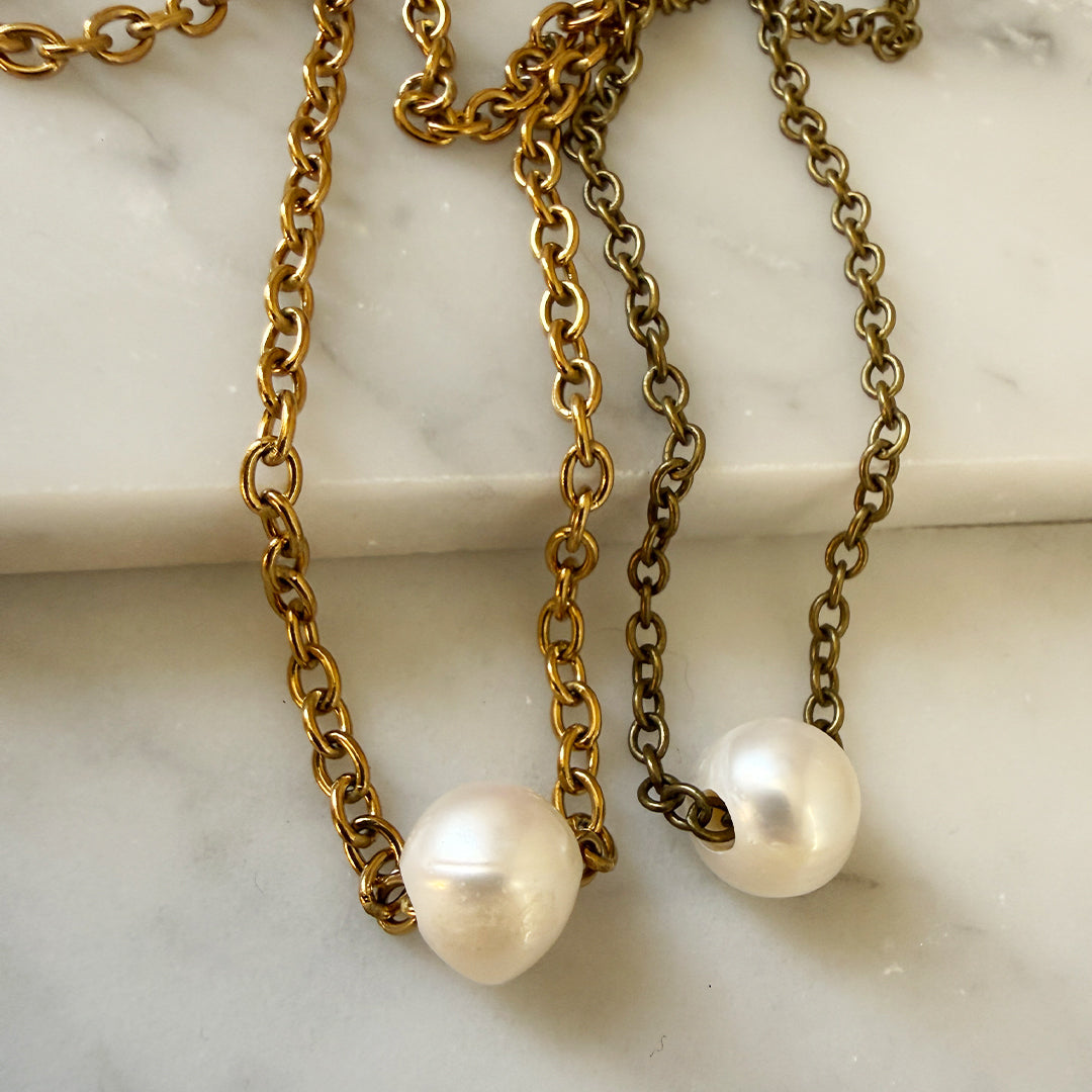 Floating Pearl Necklace GOLD