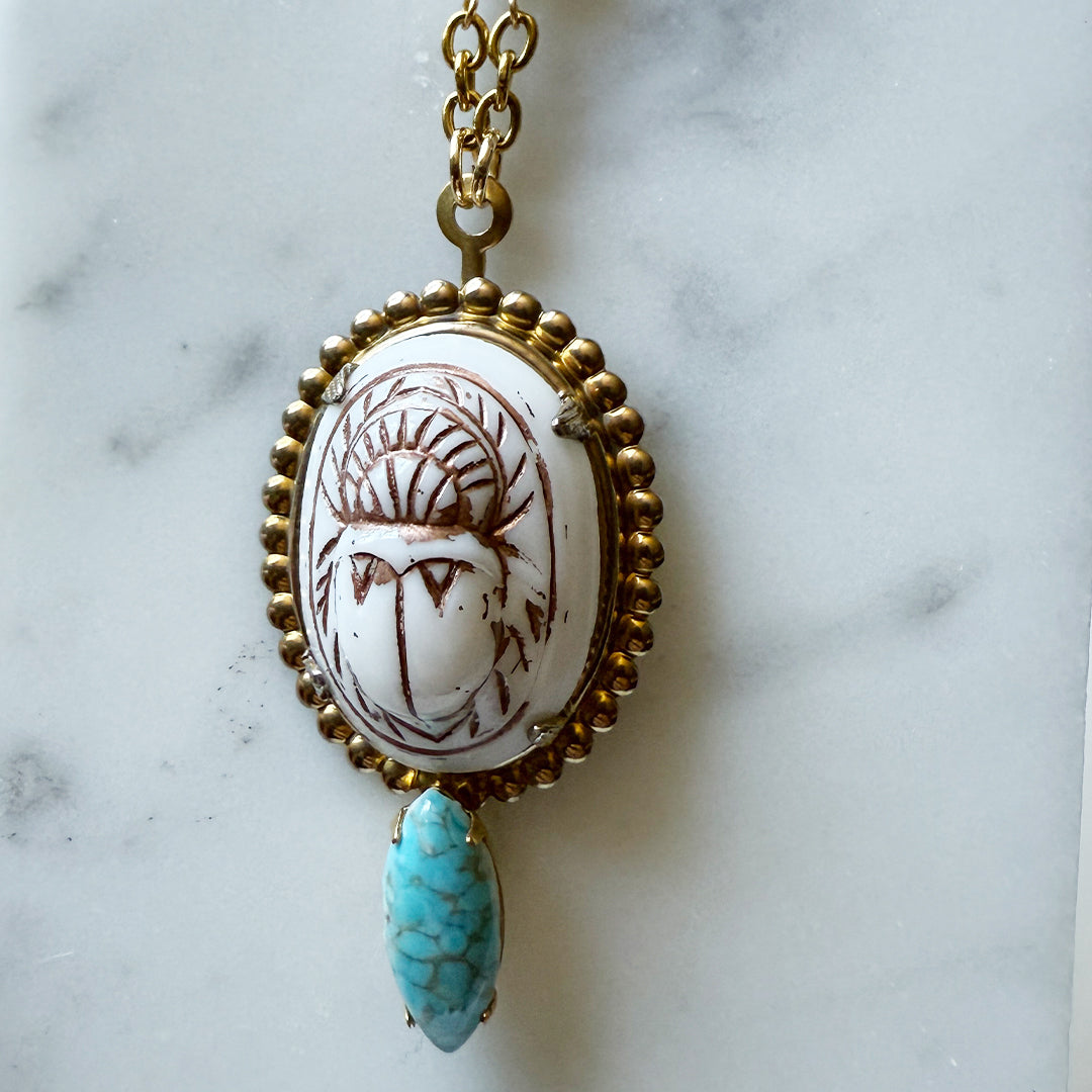 Turquoise Scarab Amulet Necklace